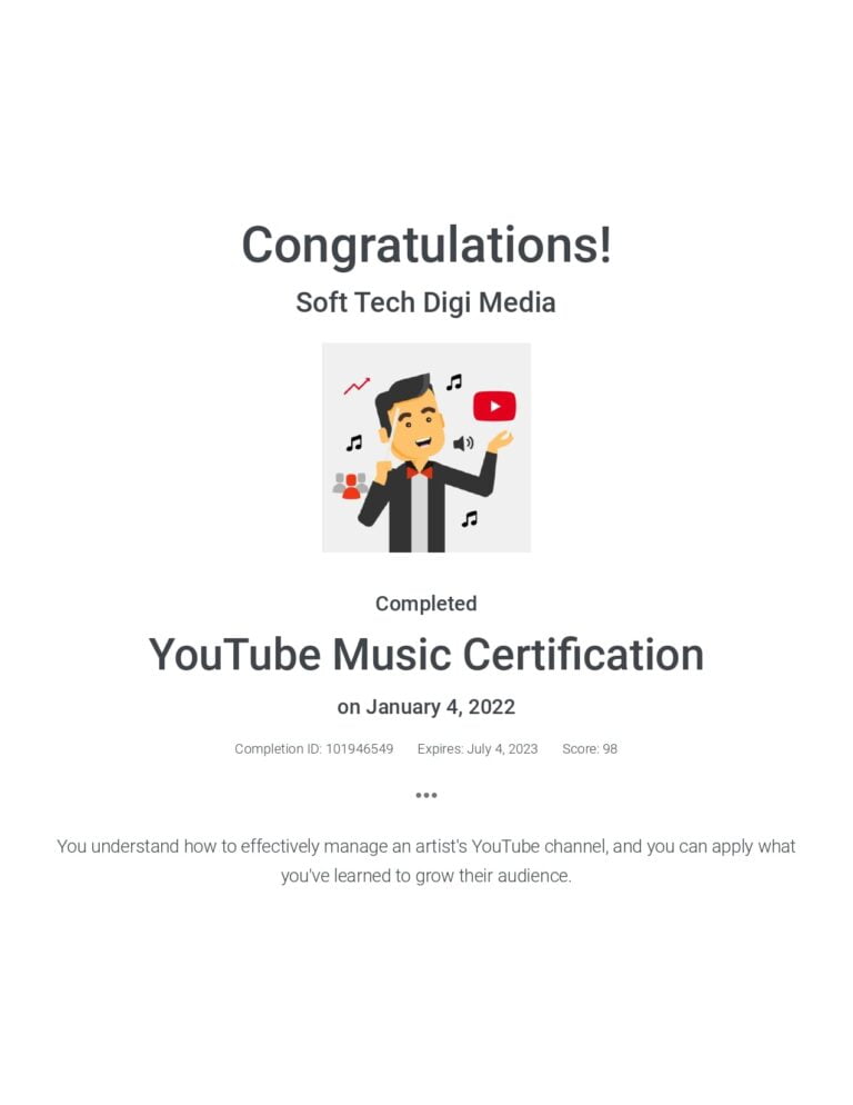 YouTube Music Certification